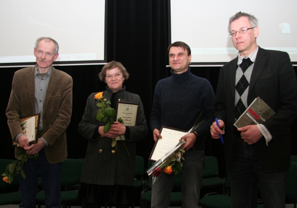 Metų knygų autoriai (iš kairės): K. Kasparavičius, K. Gudonytė, R. Stankevičius, A. Šlepikas. Nuotr. Sevilės Charsikos