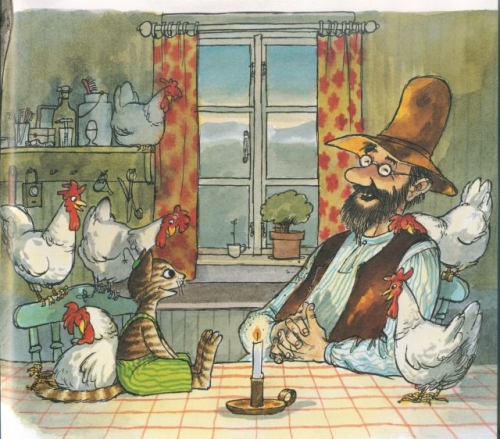 Iliustracija iš knygos „Lapių medžioklė“ Sven Nordqvist, iliustracijos autoriaus, 2011