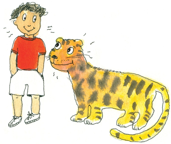 Iliustracija iš pasakos 'Berniukas kuris urzgė ant tigrų'
